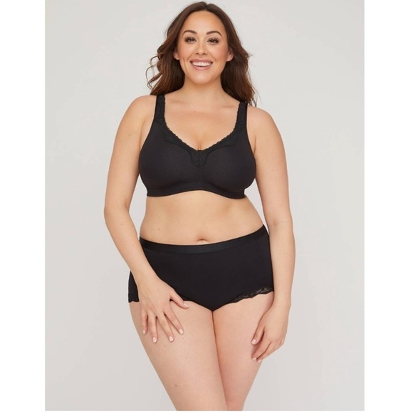 LAST ONE AVAILABLE! New Plus Size No Wire Cotton Comfort Lace Bra Black Size 42D - Picture 4 of 13